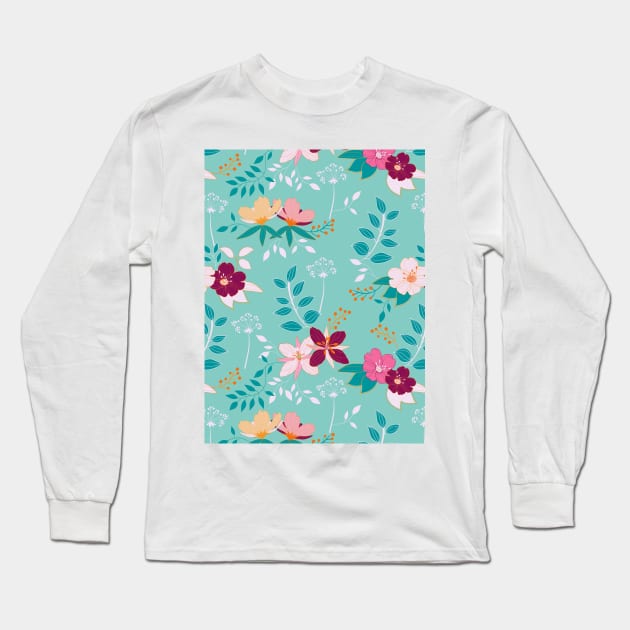 Spring floral pattern in vibrant colour combinations Long Sleeve T-Shirt by CalliLetters